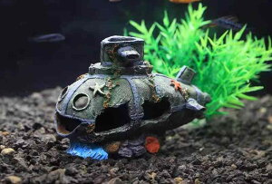 アクアリウム 隠れ家 水槽 装飾 おしゃれ 海賊船 造園 樹脂 穴 レイアウト ギフト 写真 撮影 潜水艦 レトロ 飛行機 残骸 軍艦 リアル 青 ゴールド 大きめ