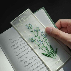 ブックマーク しおり おしゃれ 刺繍 母の日 誕生日 ギフト 本 韓国 花柄 ワスレナグサ 薄手 スクエア レース 手帳 ノート 精巧 青 緑