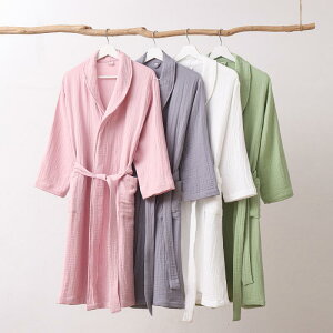 バスローブ レディース 快適 おしゃれ ルームウェア 綿 三層ガーゼ 吸水 速乾 軽量 夏 薄手 柔らかい 大人 シンプル 無地