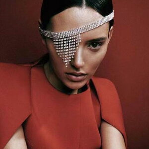 アイマスク レディース おしゃれ 揺れる 水滴 きらきら フリンジ ストーン 弾力紐 派手 ヘアアクセサリー