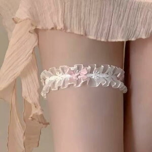 ガーターリング 太もも アクセサリー コスプレ おしゃれ リボン ロリータ パンク ゴシック レース セクシー ストラップ レディース チョーカー 伸縮性 JK ヤング セット 赤 黒 ピンク