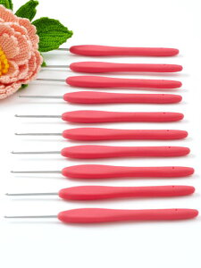 かぎ針 クロシェ 編み物 ツール 道具 ソフト グリップ ハンドメイド DIY 手編み 毛糸 手芸用品 編み棒 小物 雑貨 ミセス マダム プレゼント シンプル ピンク