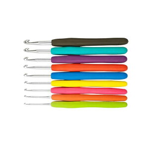 かぎ針 クロシェ 編み物 ツール 道具 防錆 滑り止め ソフト グリップ ハンドメイド DIY 手編み 毛糸 手芸用品 編み棒 小物 雑貨 ミセス マダム プレゼント シンプル 青 黄 ピンク