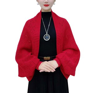 ショール レディース おしゃれ 赤 ニット 暖かい 防寒 秋冬 多機能 カーディガン風 マフラー 肩掛け ネックウォーマー