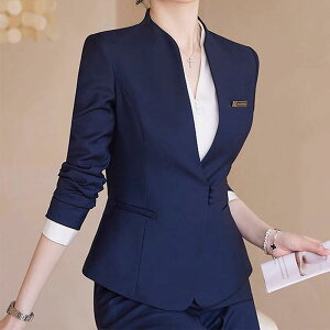 エステ ユニフォーム 制服 おしゃれ セットアップ レディース ノーカラー ジャケット スーツ 秋冬 仕事用 オフィス ホテル 受付 接客 工場 美容 ジュエリーショップ