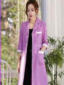 エステ ユニフォーム 制服 おしゃれ ワークコート レディース 半袖 シワになりにくい シルキー 美容 スキンケア サロン ホワイト ブラック パープル 仕事着