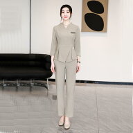エステ ユニフォーム 制服 おしゃれ セットアップ レディース 秋冬 美容 サロン きれいめ スタンドカラー…