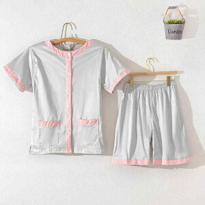 施術着 男女兼用 メンズ レディース マッサージ エステ 鍼灸 漢方 カッピング かっさ もぐさ灸 背中ケア サテン 光沢 前後開閉 作業服 ユニフォーム