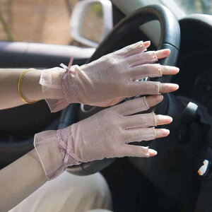 手袋 レディース 指なし UVカット 日焼け防止 接触冷感 レース タッチパネル対応 運転 自転車 サイクリング 春夏 薄手 軽量 グローブ