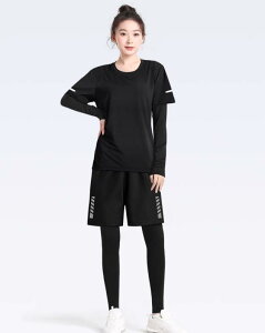 スポーツウェア レディース ジムウェア 吸湿速乾 ランニング ヨガ サイクリング トレーニング ルーズフィット 上下セット 大きいサイズ 秋冬 トップス