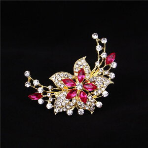 ブローチ レディース 高級感 レッド 赤 フラワーモチーフ コサージュ セーター スーツ ジャケット オフィス 普段使い パーティー シンプル 上品 万能 アクセサリー ピン