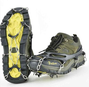 チェーン アイゼン 冬用 靴 滑り止め TPE 軽量 コンパクト 登山 トレッキング 雪道 凍結防止 ウォーキング 強力 グリップ シンプル 伸縮性 黒 オレンジ