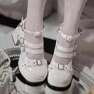 パンプス レディース メリージェーン ロリータ ゴシック エレガント ラウンドトゥ ワンストラップ チャンキー ハイヒール 合成皮革 エナメル 普段使い