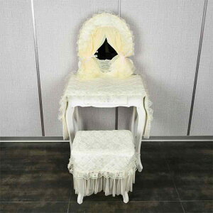 ドレッサー ミラー カバー レース 防塵 目隠し 化粧台 寝室用 韓国 ヨーロピアン 上品 花柄 布製 かわいい 紐 ふんわり ガーリー ベージュ ピンク ホワイト オレンジ
