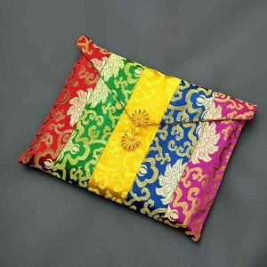 経本 数珠入れ 袋 バッグ ポーチ 経典 収納 写経 カラフル 錦織 ファスナー 大きめ スクエア 携帯 仏具 瞑想 大容量 おしゃれ 赤 緑 青 ケース