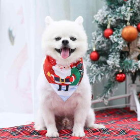三角巾 犬猫兼用 かわいい クリスマス よだれかけ スタイ ネックウォーマー バンダナ おしゃれ アクセサリー ドッグウェア キャットウェア ペット用品 中小型犬 大型犬 秋冬