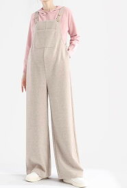 サロペット レディース マタニティ オーバーオール ワイドパンツ ガウチョパンツ ロング丈 長ズボン 秋冬 裏起毛 厚手 ゆったり 韓国 おしゃれ カジュアル 防寒 外出着 普段使い 混紡 黒 グレー系 オートミール