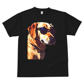 ゴールデンレトリバー Tシャツ 速乾 吸汗 半袖 犬柄 スポーツ 釣り 多種類 いぬ 春夏 ラウンドネック トップス メンズ ユニセックス レディース オーバーサイズ オシャレ かっこいい カジュアル 可愛い アニマル 動物 プリント サングラス 漫画風