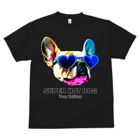 フレンチブルドッグ サングラス 犬ファン プリント Tシャツ 速乾 吸汗 半袖 犬柄 いぬ柄 シンプル スポーツ 春夏 ラウンドネック トップス メンズ ユニセックス レディース かっこいい カジュアル 可愛い アニマル 動物