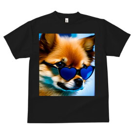 ポメラニアン サングラス 犬ファン プリント Tシャツ 速乾 吸汗 半袖 犬柄 いぬ柄 シンプル スポーツ 春夏 ラウンドネック トップス メンズ ユニセックス レディース かっこいい カジュアル 可愛い アニマル 動物