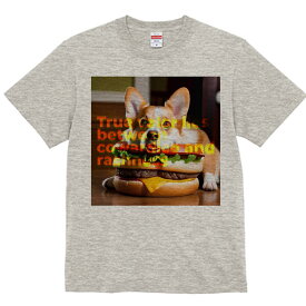 犬ファン かわいい コーギー柄 おもしろTシャツ 面白Tシャツ 犬柄 いぬ柄 プリント 人間用 春夏 半袖 トップス メンズ キッズ カジュアル アニマル 動物 ハンバーガー