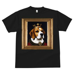 王冠 ビーグル 絵画 額縁 貴族 犬 Tシャツ メンズ キッズ 犬ファン 半袖 春夏 プリント カジュアル かわいい 人間用