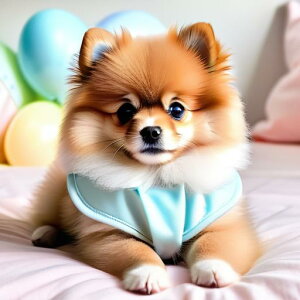 風船 ポメラニアン ベッド Tシャツ メンズ キッズ クッションカバー 犬柄 45×45cm アニマル柄 おしゃれ 可愛い クッション本体付き 正方形