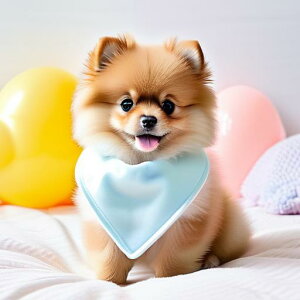 風船 ポメラニアン ベッド バンダナ 笑顔 クッションカバー 犬柄 45×45cm アニマル柄 おしゃれ 可愛い クッション本体付き 正方形