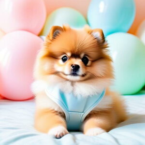 風船 ポメラニアン 色とりどり かわいい 柔らかい 幸せ クッションカバー 犬柄 45×45cm アニマル柄 おしゃれ 可愛い クッション本体付き 正方形