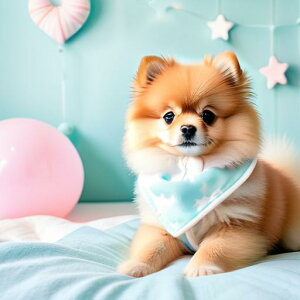 風船 ポメラニアン 星 ハート ピンク 青 クッションカバー 犬柄 45×45cm アニマル柄 おしゃれ 可愛い クッション本体付き 正方形