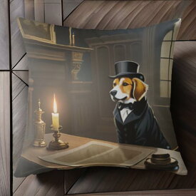 キャンドル ビーグル テーブル 本 壁の装飾 窓 クッションカバー 45×45cm アニマル柄 おしゃれ 可愛い クッション本体付き 正方形