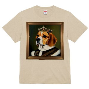 Tシャツ メンズ キッズ 犬ファン 半袖 春夏 プリント カジュアル かわいい 人間用 フィットネス マッチョ 王冠 ビーグル 絵画 額縁 アート