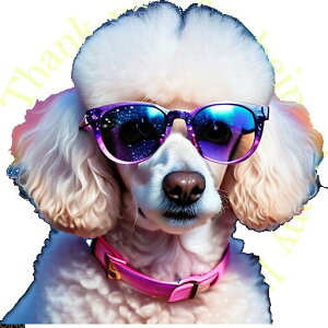 サングラス プードル ピンクの首輪 クッションカバー 45×45cm アニマル柄 おしゃれ 可愛い クッション本体付き 正方形 犬ファン