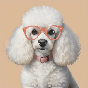 メガネ プードル ピンクの首輪 可愛い ファッション おしゃれ クッションカバー 45×45cm アニマル柄 クッション本体付き 正方形 犬ファン