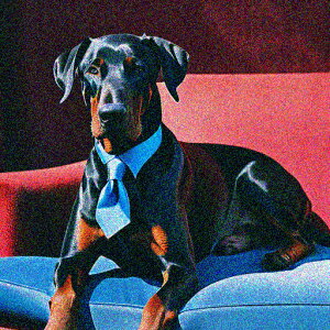 ネクタイ ドーベルマン ソファ カラフル クッションカバー 45×45cm アニマル柄 おしゃれ 可愛い クッション本体付き 正方形 犬ファン