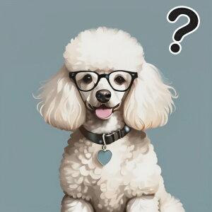 メガネ プードル ハートの首輪 疑問符 クッションカバー 45×45cm アニマル柄 おしゃれ 可愛い クッション本体付き 正方形 犬ファン