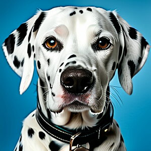 犬 ダルメシアン 黒と白の斑点 青い背景 革の首輪 クッションカバー 45×45cm アニマル柄 おしゃれ 可愛い クッション本体付き 正方形 犬ファン