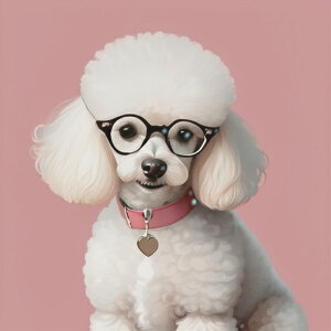 メガネ プードル ハートの首輪 ピンクの背景 クッションカバー 45×45cm アニマル柄 おしゃれ 可愛い クッション本体付き 正方形 犬ファン