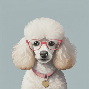 メガネ プードル 首輪 ハートのタグ クッションカバー 45×45cm アニマル柄 おしゃれ 可愛い クッション本体付き 正方形 犬ファン