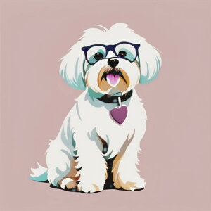 メガネ マルチーズ ハート型の首輪 クッションカバー 45×45cm アニマル柄 おしゃれ 可愛い クッション本体付き 正方形 犬ファン