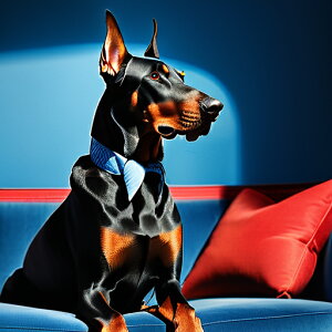 ソファ ドーベルマン ネクタイ クッション クッションカバー 45×45cm アニマル柄 おしゃれ 可愛い クッション本体付き 正方形 犬ファン