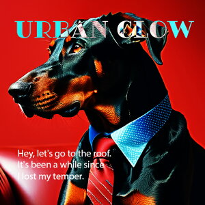 赤いソファー ドーベルマン ネクタイ クッションカバー 45×45cm アニマル柄 おしゃれ 可愛い クッション本体付き 正方形 犬ファン