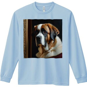 長袖Tシャツ 人間用 メンズ 秋春夏 プリント レジャー アウトドア カジュアル かわいい 犬ファン 金の額縁 セントバーナード 赤い布