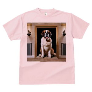 Tシャツ メンズ キッズ 犬ファン 半袖 春夏 犬柄 プリント カジュアル かわいい 人間用 フィットネス ダンス 絵画 セントバーナード 額縁 彫刻