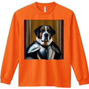 長袖Tシャツ 人間用 メンズ 秋春夏 プリント レジャー アウトドア カジュアル かわいい 犬ファン 鎧 セントバーナード 絵画 額縁