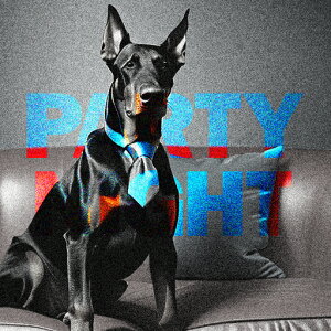 ネクタイ ドーベルマン ソファ PARTY NIGHT クッションカバー 45×45cm アニマル柄 おしゃれ 可愛い クッション本体付き 正方形 犬ファン