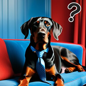 ネクタイ ドーベルマン ソファ クエスチョンマーク クッションカバー 45×45cm アニマル柄 おしゃれ 可愛い クッション本体付き 正方形 犬ファン