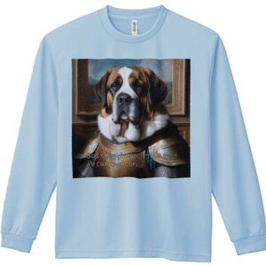 長袖Tシャツ 人間用 メンズ 秋春夏 プリント レジャー アウトドア カジュアル かわいい 犬ファン 鎧 セントバーナード 絵画 額縁 戦士
