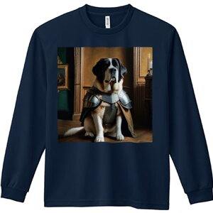 長袖Tシャツ 人間用 メンズ 秋春夏 プリント レジャー アウトドア カジュアル かわいい 犬ファン 鎧 セントバーナード ロウソク 額縁 木製の床