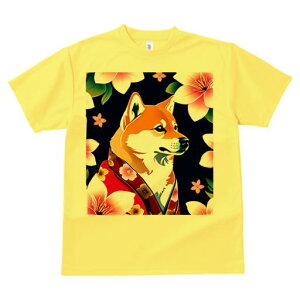 Tシャツ メンズ キッズ 犬ファン 半袖 春夏 犬柄 プリント カジュアル かわいい 人間用 フィットネス ダンス 花 柴犬 着物 和風